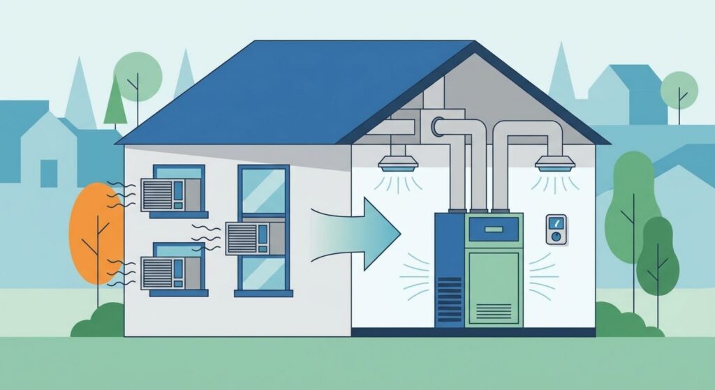 AC solutions for converting window units to central air