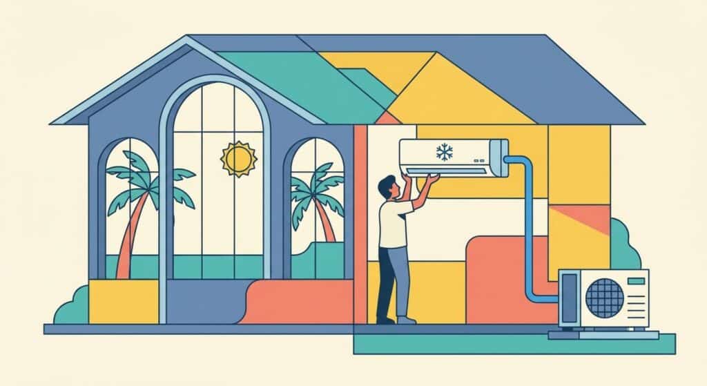 Ductless AC installation for Florida room additions
