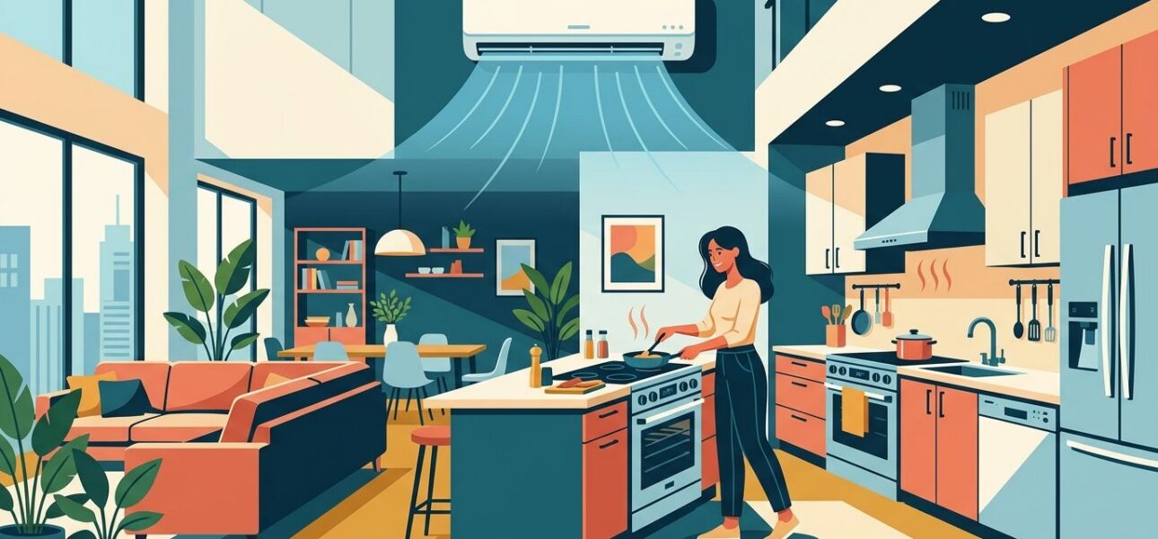 Best AC systems for large open kitchens with heavy appliances