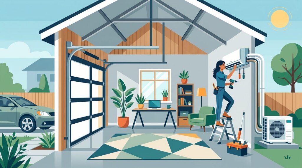 Ductless AC installation for garage conversions