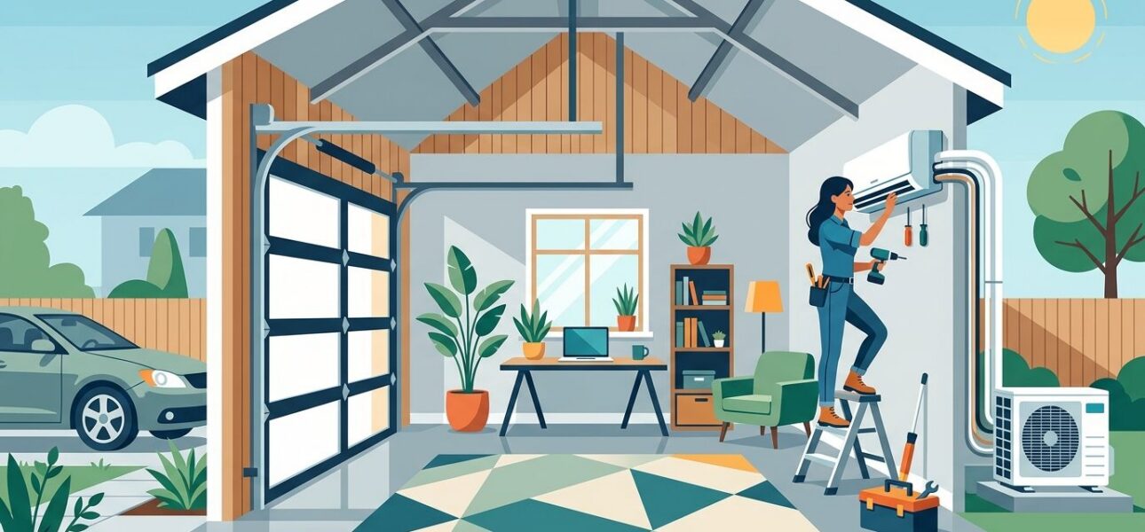 Ductless AC installation for garage conversions